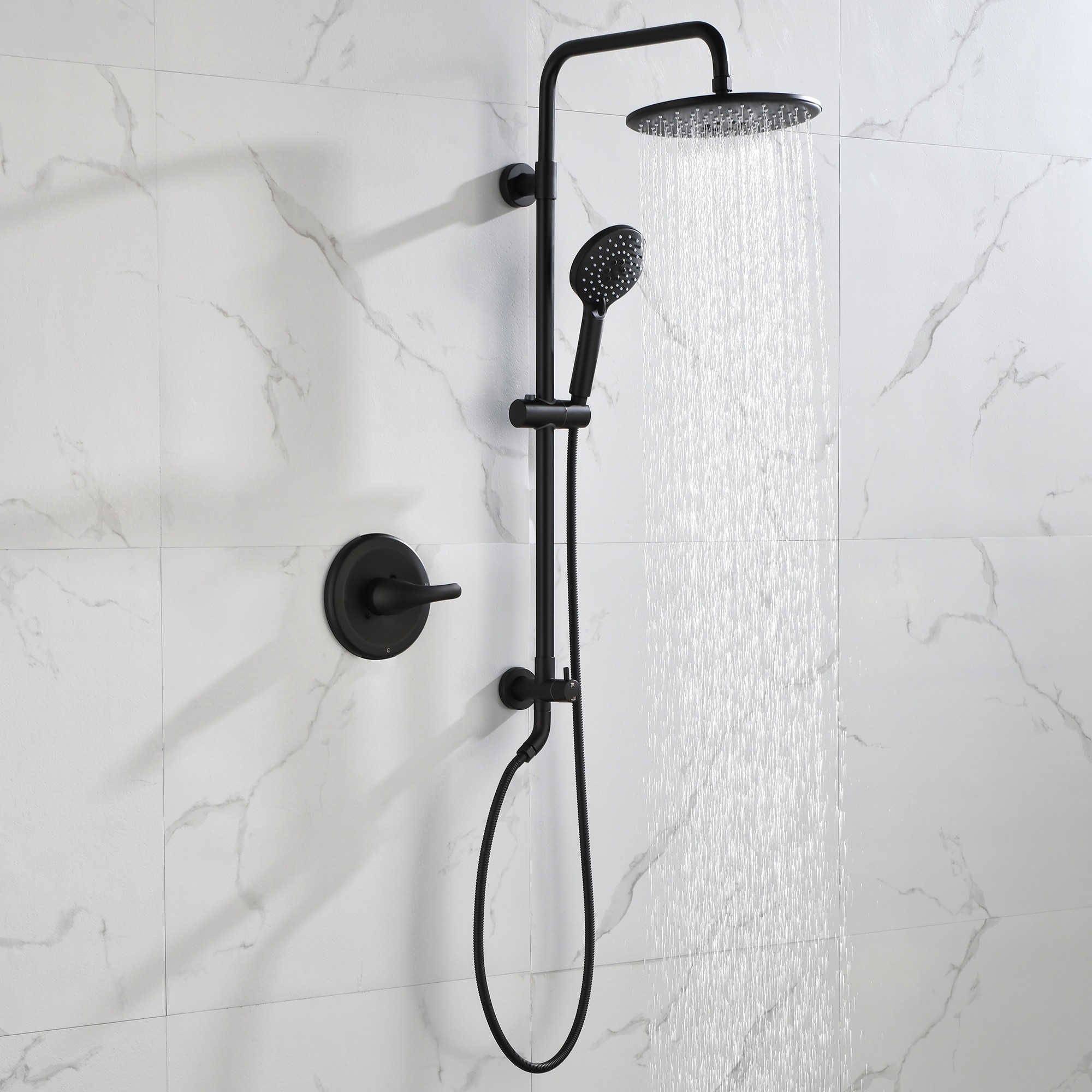 Shower System, With 10" Rain Showerhead And Hand Shower, Matte Black ...